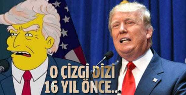 Simpsonlar 16 yıl önce Donald Trump'ı Başkan yapmış!