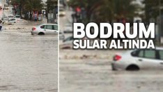 Bodrum’da araçlar suya gömüldü!