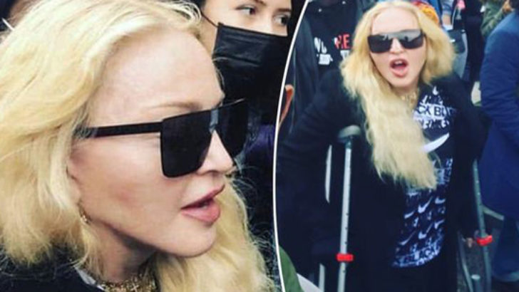 Madonna, koltuk değnekleriyle Floyd eylemine katıldı