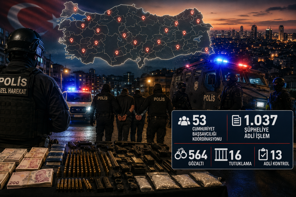 Türkiye genelinde organize suç örgütlerine dev operasyon: 53 başsavcılık koordinesinde 1.037 şüpheliye adli içem yapıldı!