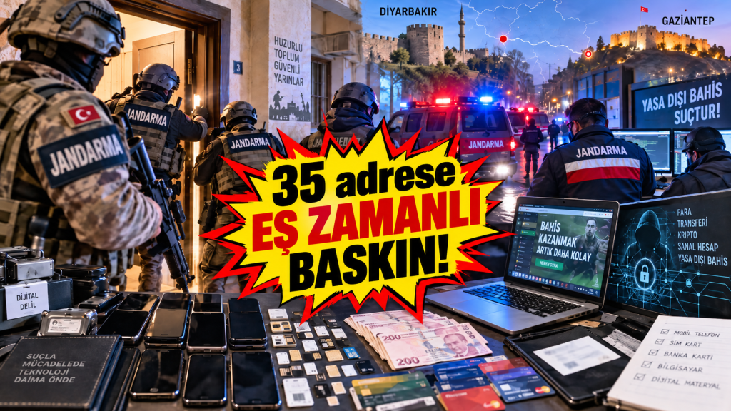 Ergani ve Gaziantep’de  6,2 milyar liralık yasa dışı bahis operasyonu: 31 gözaltı var! 8 şüpheli aranıyor!