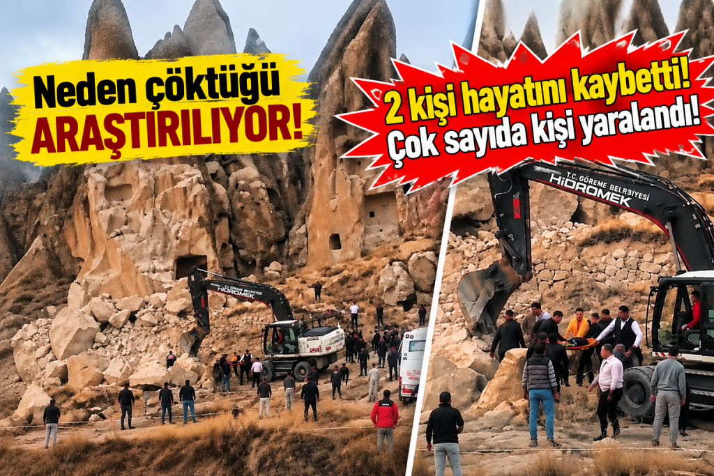 KAPADOKYA’DA FACİA YAŞANDI! Göreme Açık Hava Müzesi girişinde peri bacası yıkıldı!